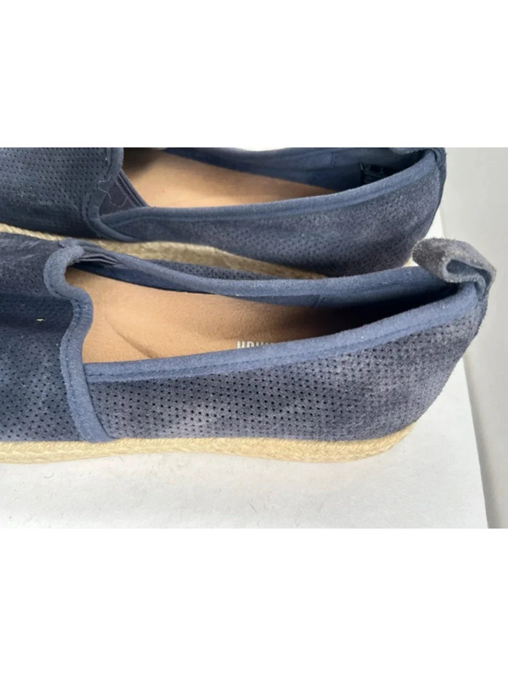 Clarks Azella Major Women's 8M Blue Suede Perforated Espadrille Slip-On Flats